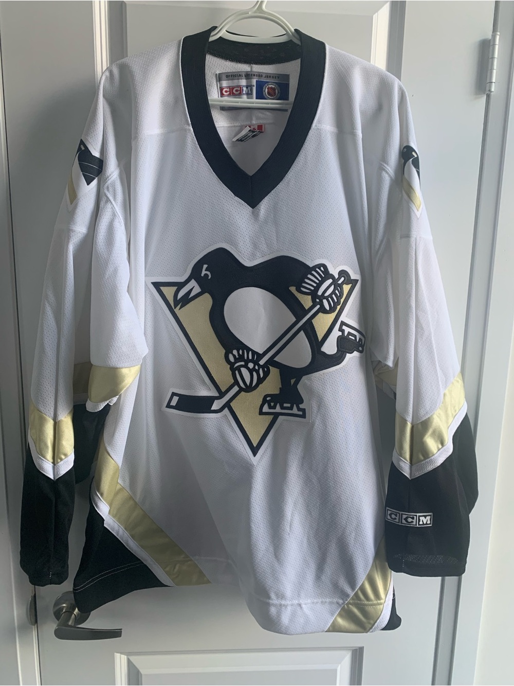 CCM White, Black & Gold Pittsburgh Penguins Hockey Jersey